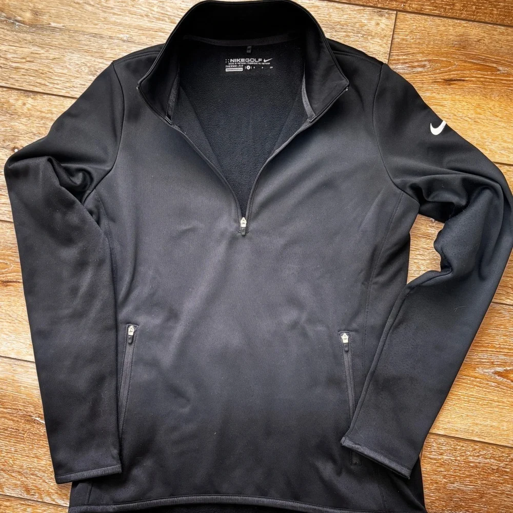 Nike Golf Womens Performance 1/4 Zip Pullover Sz Small Black w/ Pockets Tennis